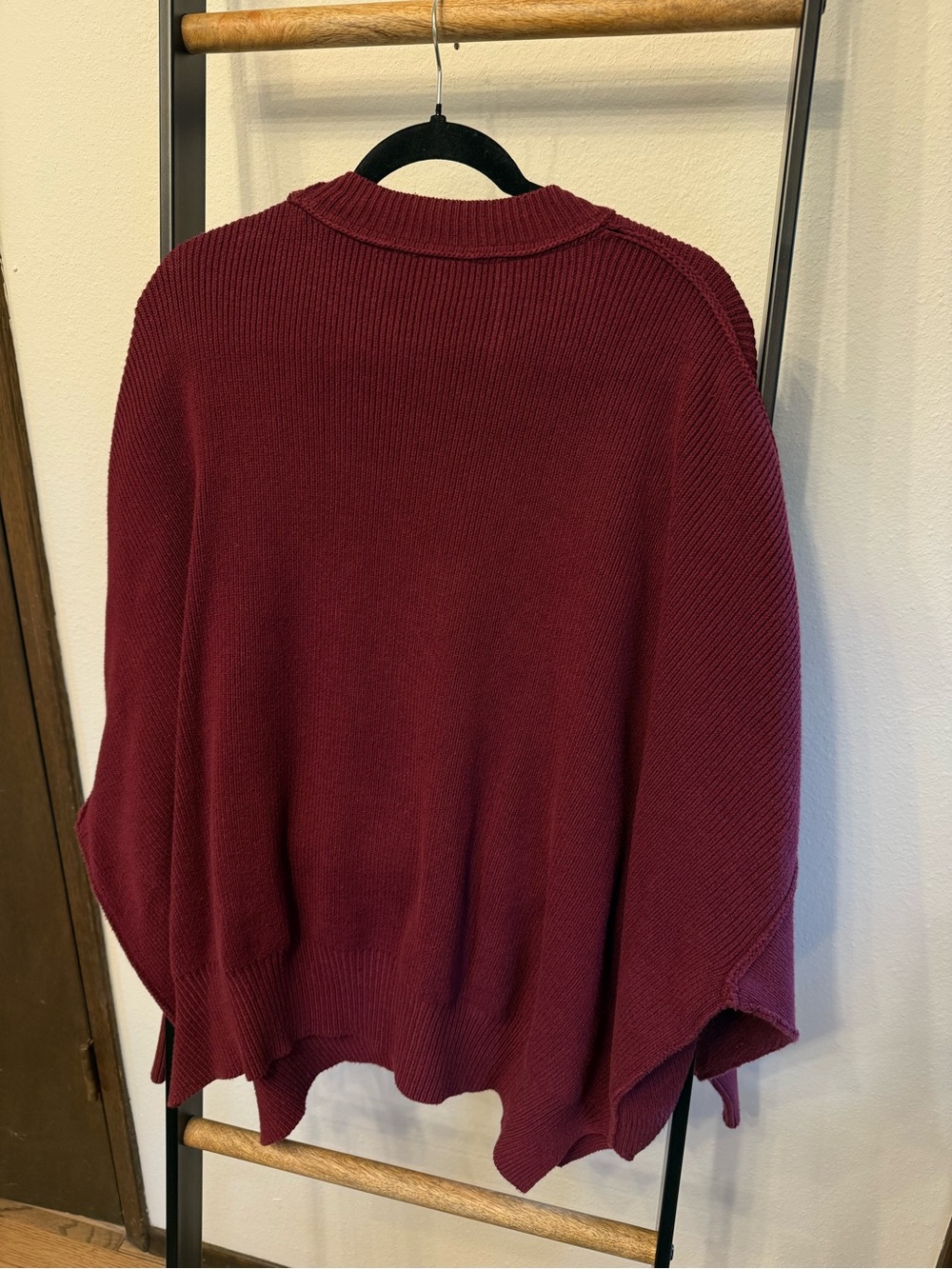 Free People Oversized Crewneck Sweater in Wine - Picture 4 of 6